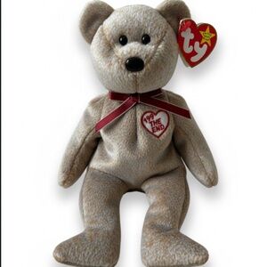 Ty Beanie Baby 1999 Signature Bear 🖤 HTF Collectible | “The End” Gray Plush |
